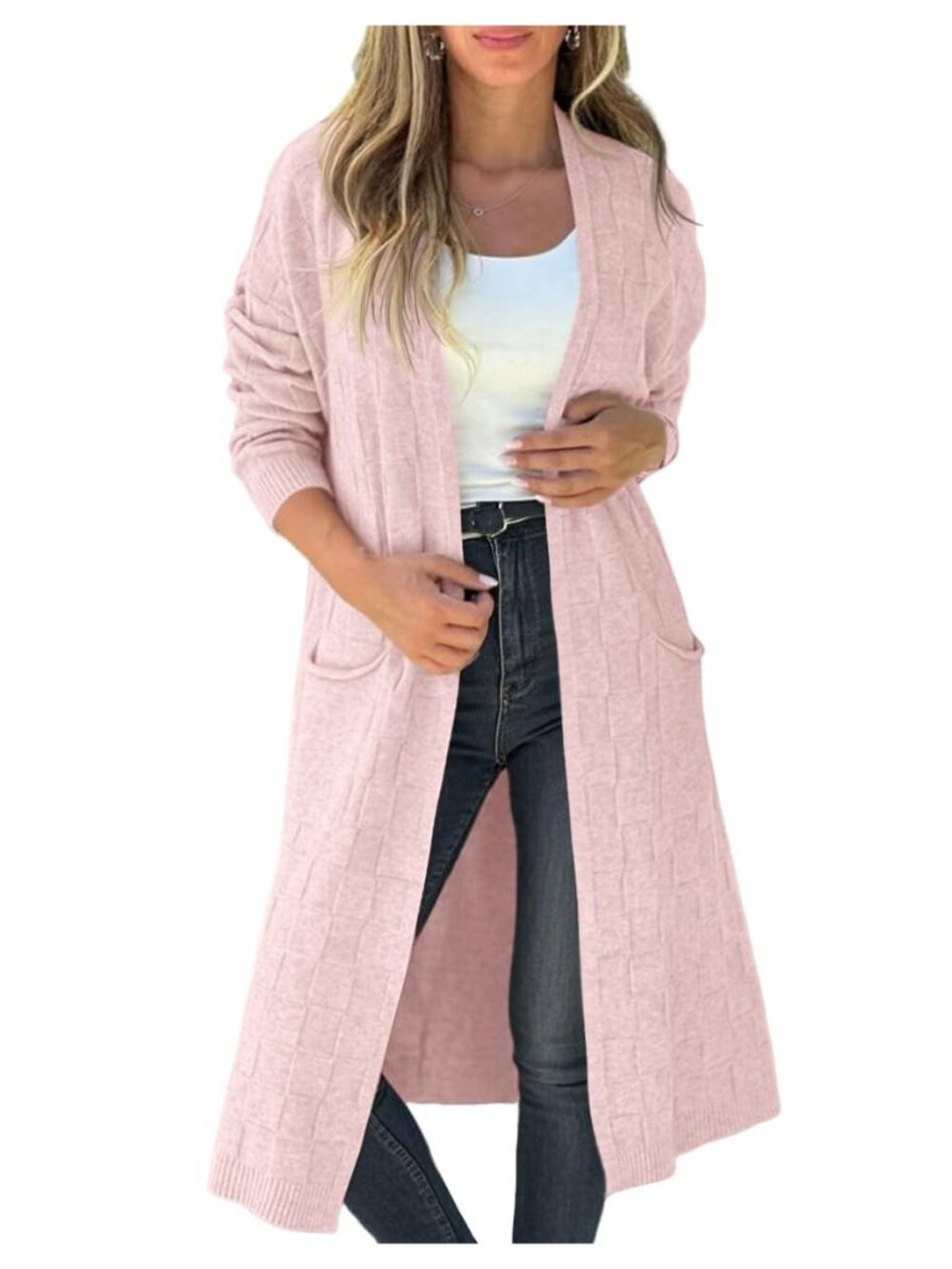 Womens Long Cardigan Sweaters 2025 Oversized Open Front Checkerked Sweater